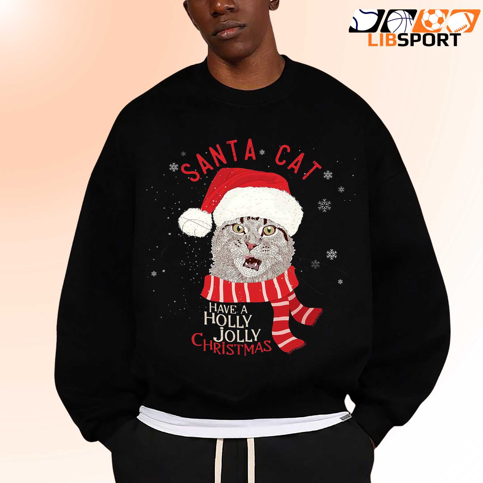 Santa Cat T Shirt, Have A Holly Jolly Christmas Shirt, Funny Cat Lover Unisex Tee